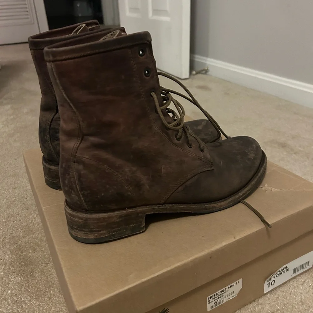 Women’s Brown freebird by Steven Leather distressed brown lace up Boots size 10 - Picture 3 of 10